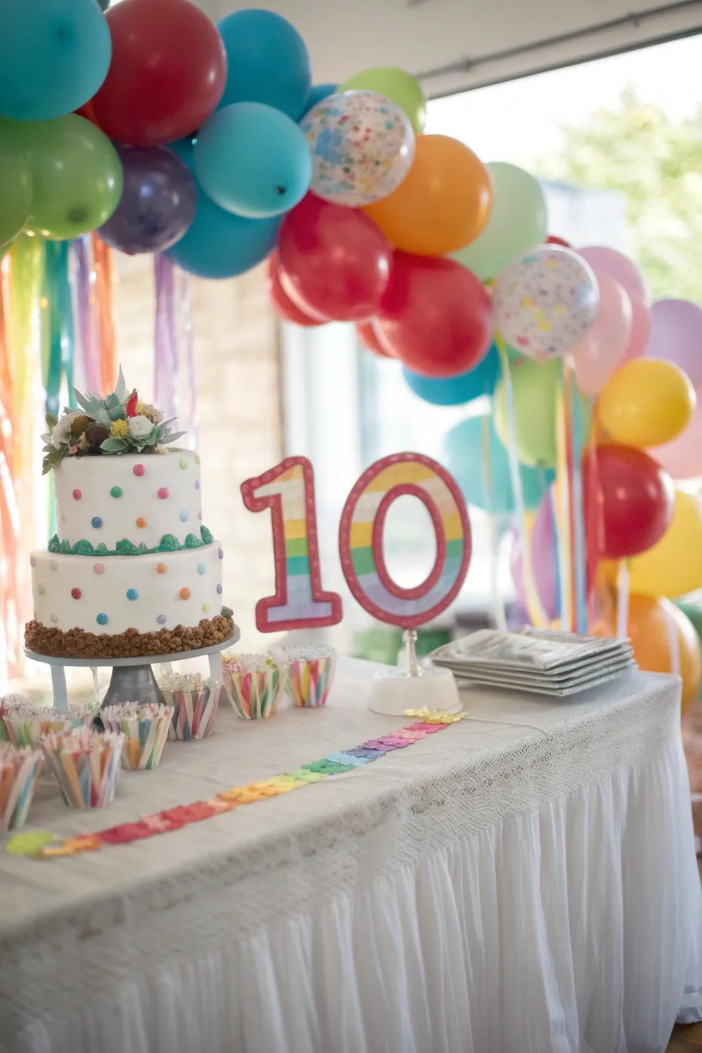 A chic 'Double Digits' theme emphasizing the milestone number 10.