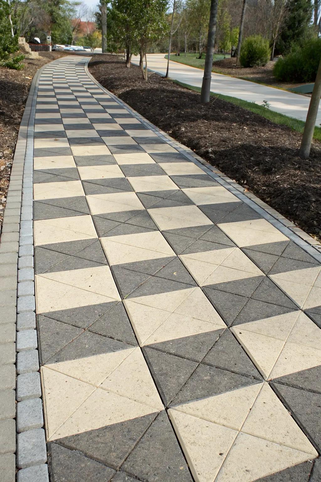 Classic beauty with a checkerboard patterned walkway.
