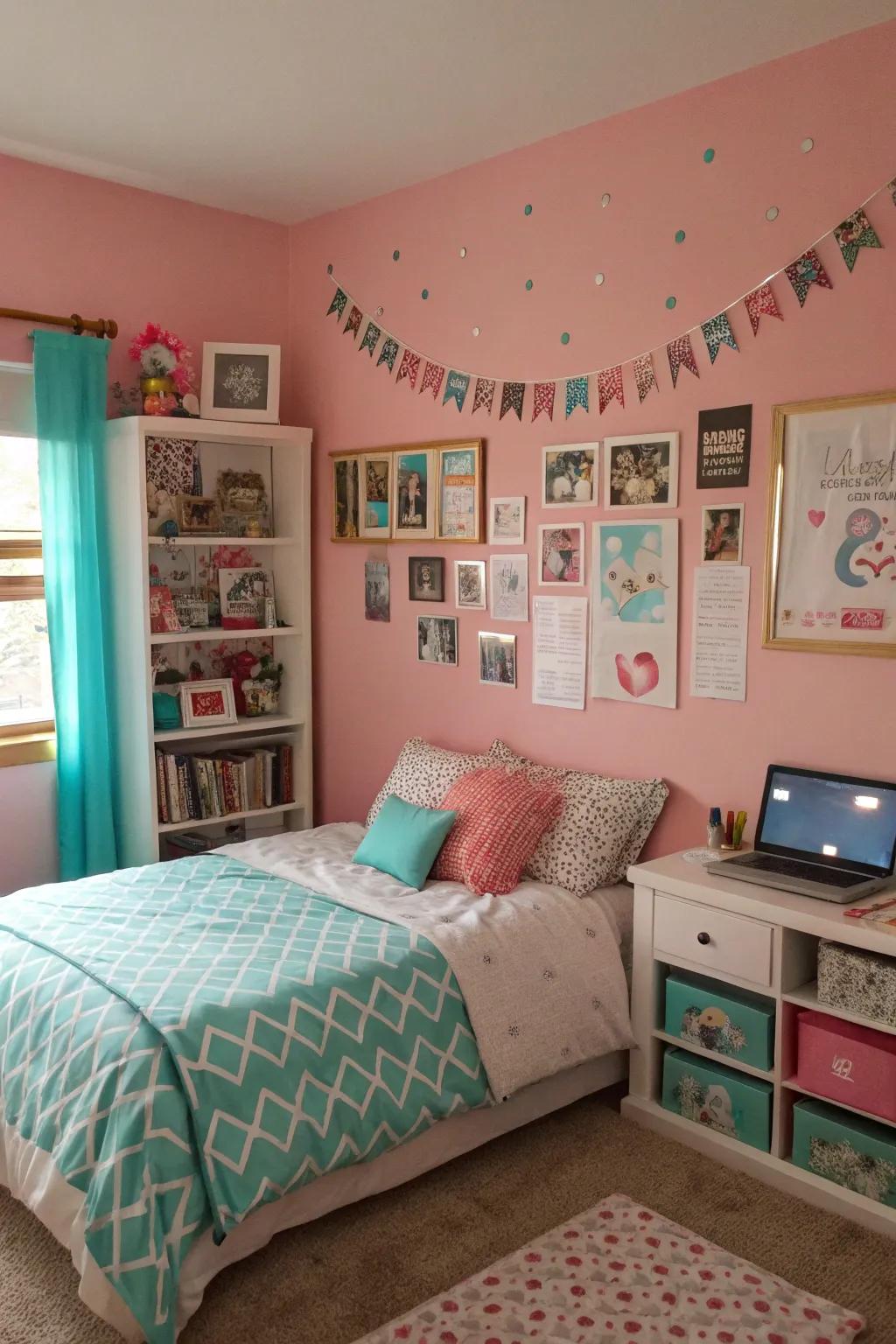 A tranquil room with a pastel palette, perfect for relaxation.