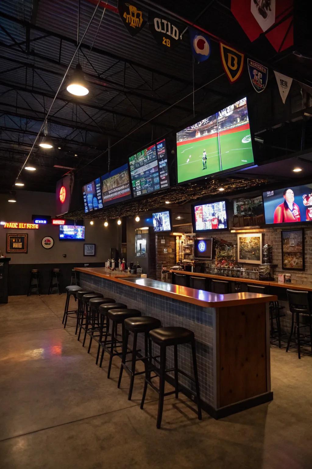 Elevate your game day ritual with your personal sports sanctuary nestled right in the garage.