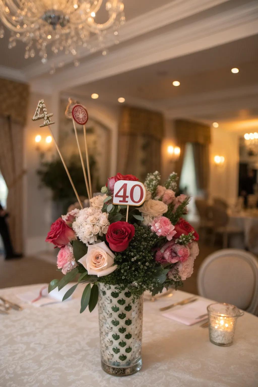 An individualized floral display, enhancing the celebratory atmosphere with grace.