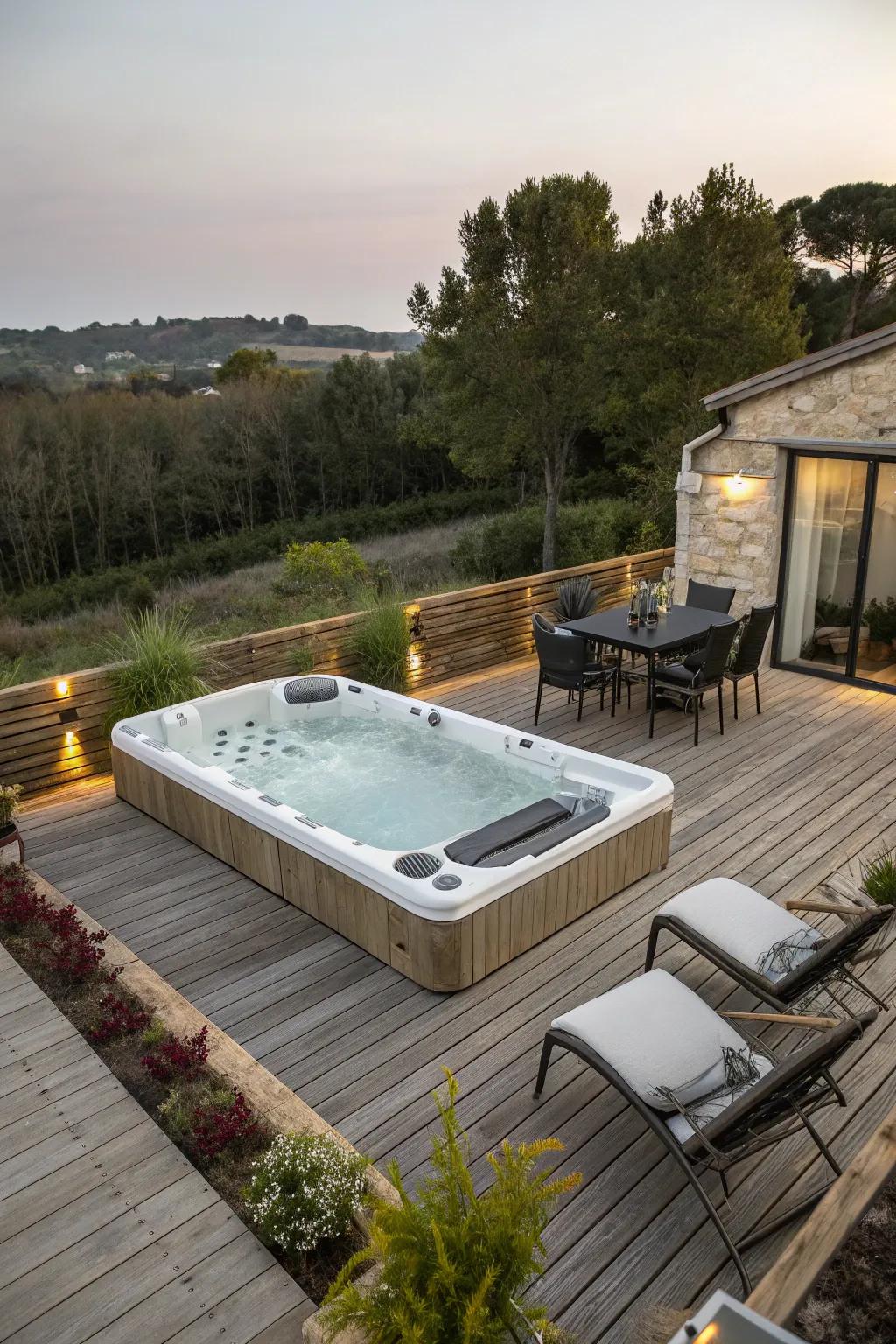 A well-designed deck elevates both the style and usability of your swim spa space.