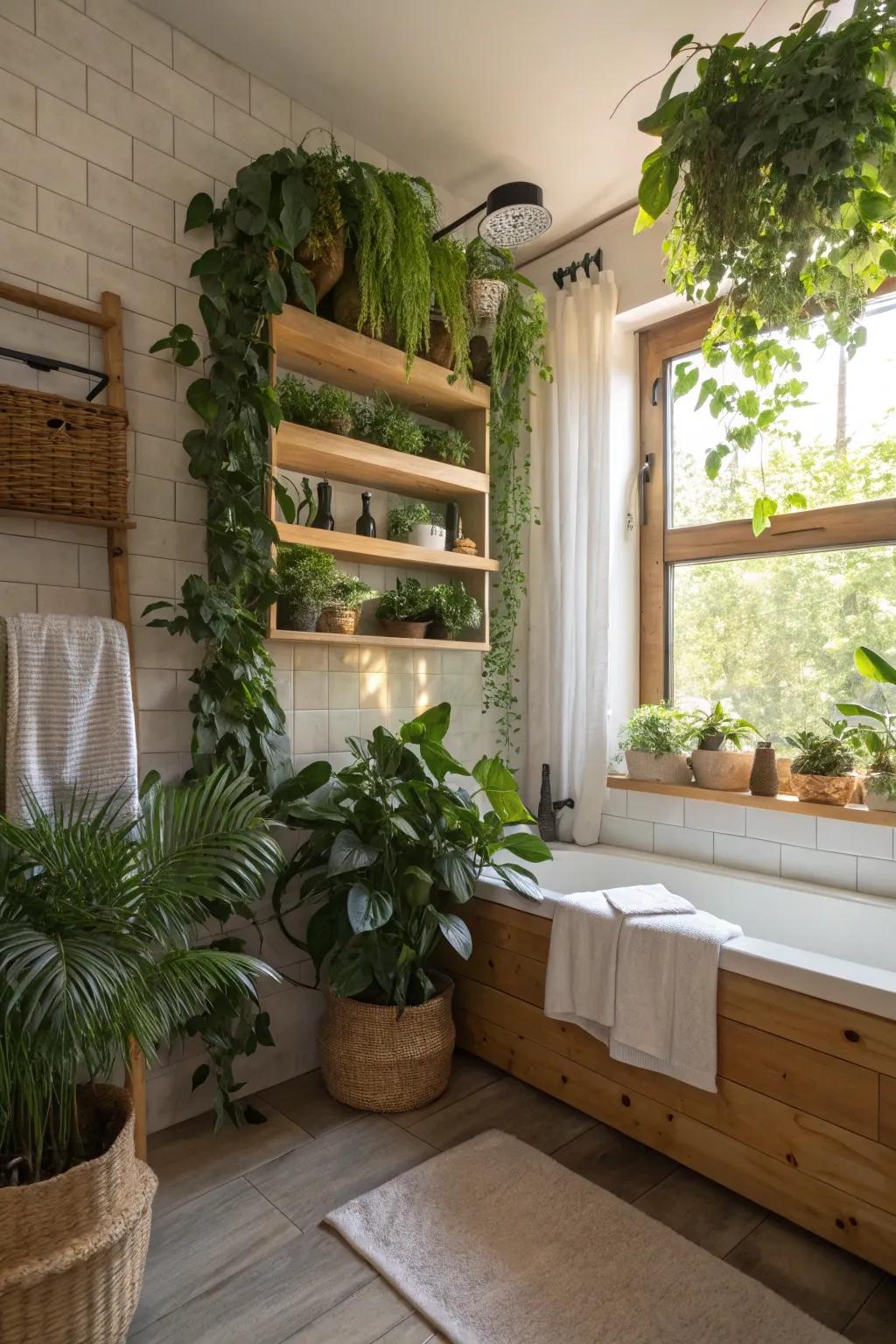 Infuse your bathroom with nature for a serene aesthetic.