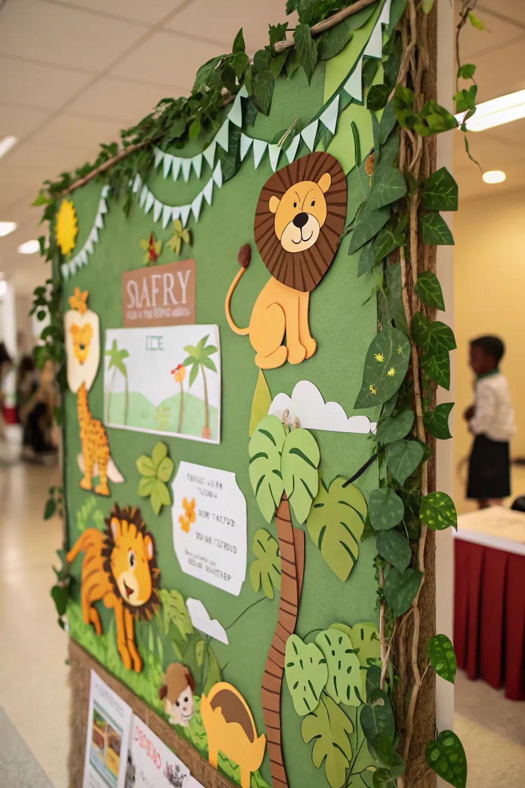 A jungle expedition featuring jungle fauna showcased within lush vegetation.