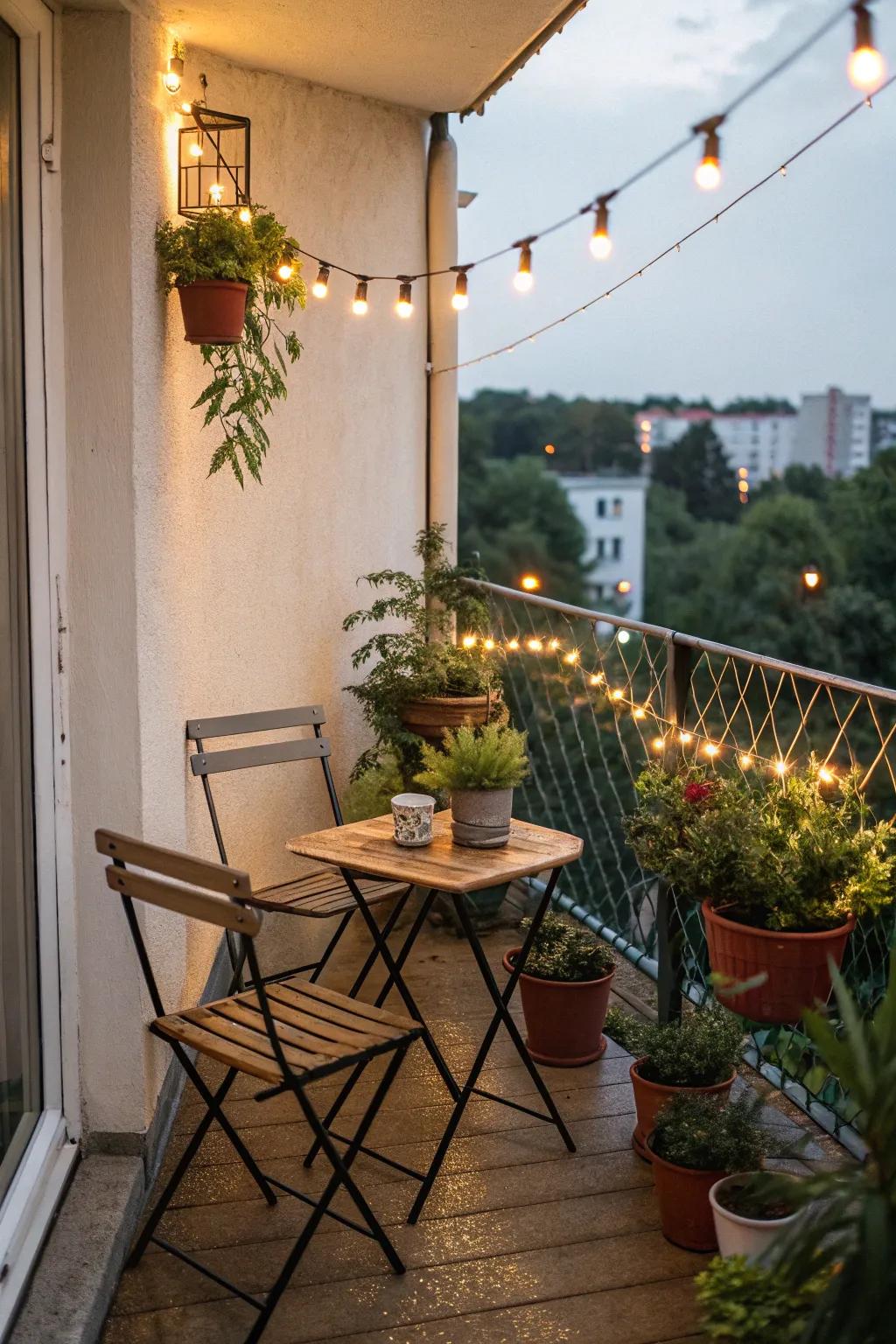 Foldable furniture is ideal for conserving space on smaller patios.