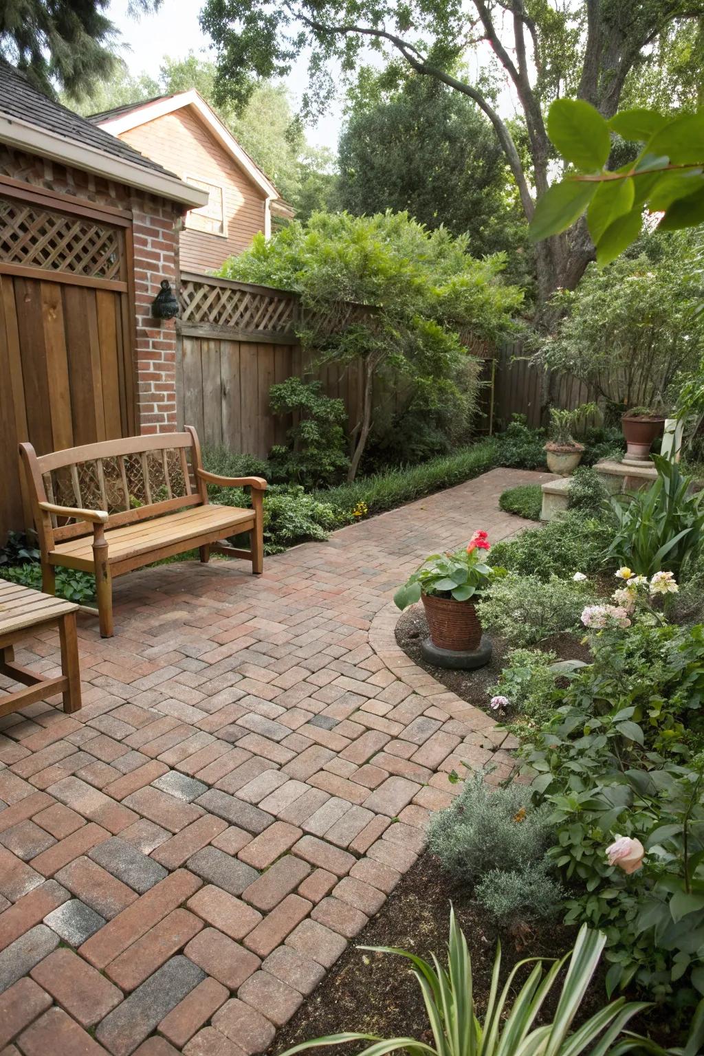 Ageless brick flooring enhances your patio with its warmth and enchanting character.