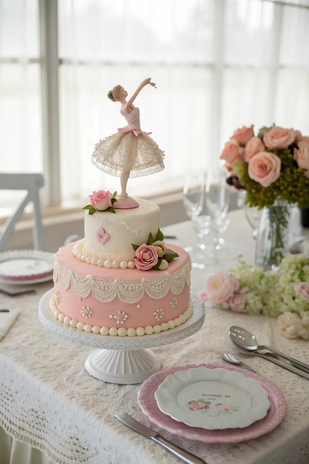 A dessert with a refined dancer figure, ideal for lovers of dance.