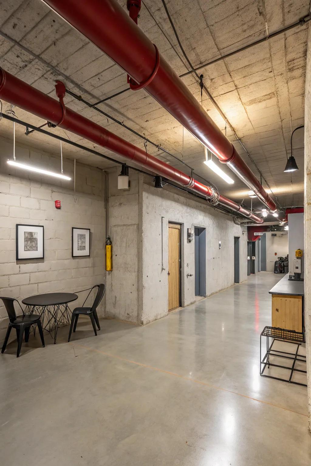 Highlight the raw elegance of exposed networks with a commercial posh ambiance.