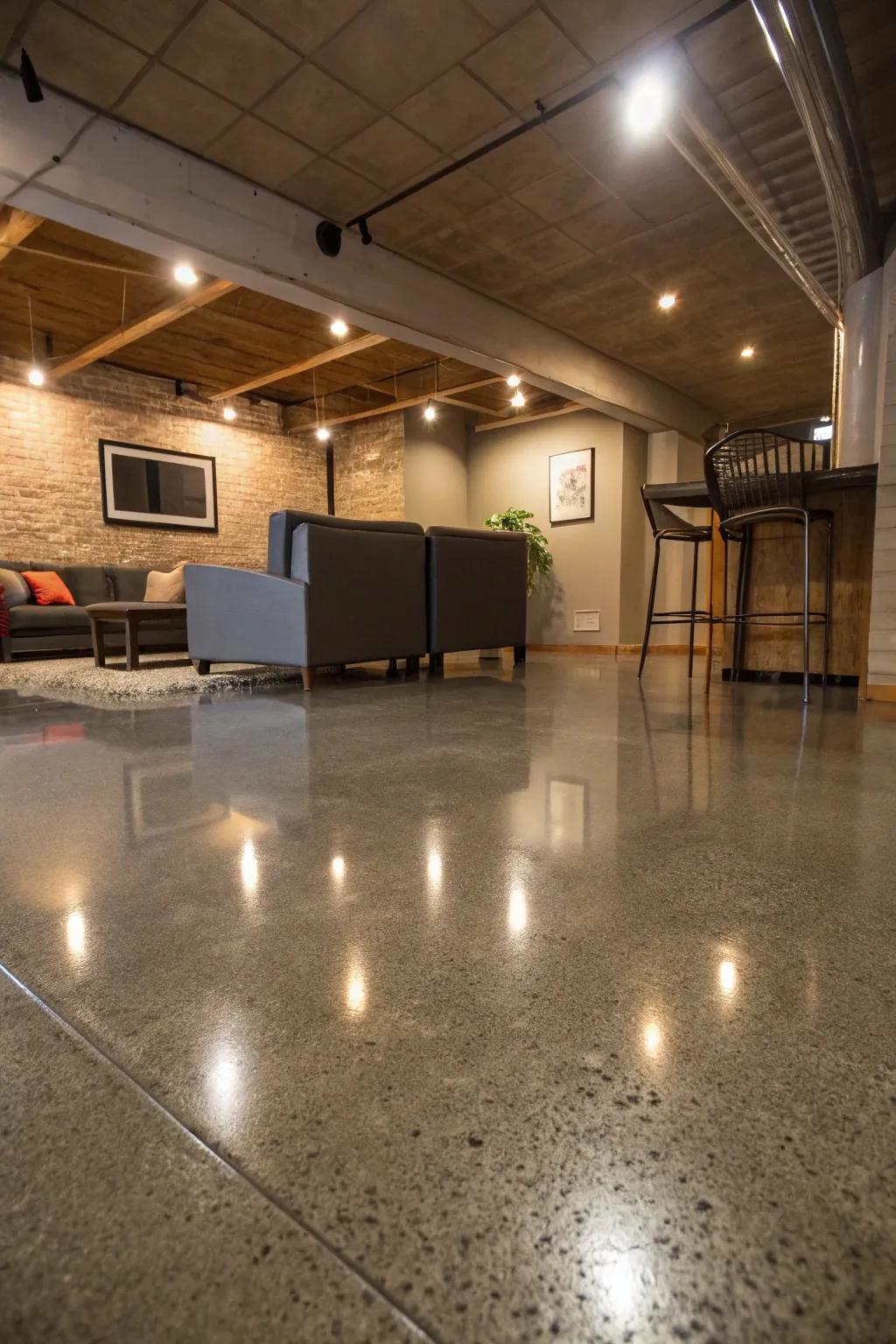 Polished concrete floors provide a sleek, contemporary look that's also easy to keep clean.