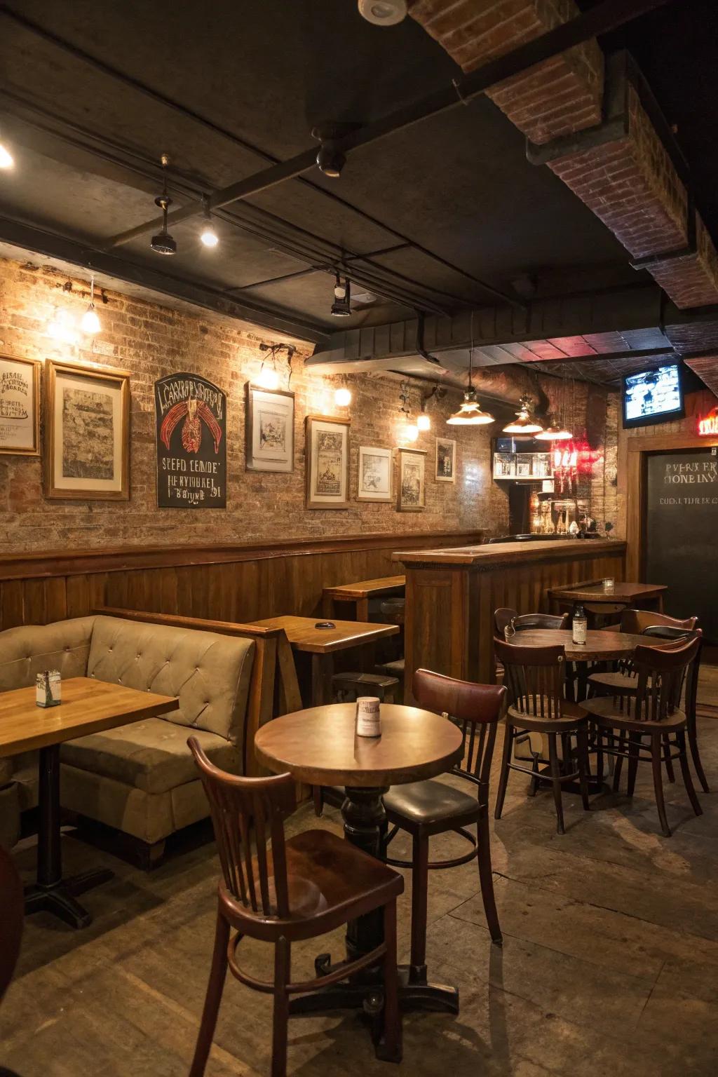 A cozy corner bar makes the perfect use of limited space.