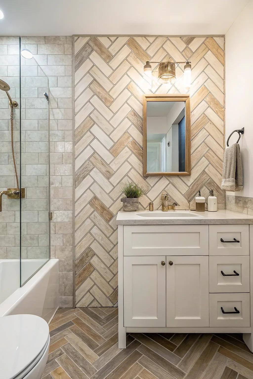 Structured tiles provide dimension and a dash of elegance.