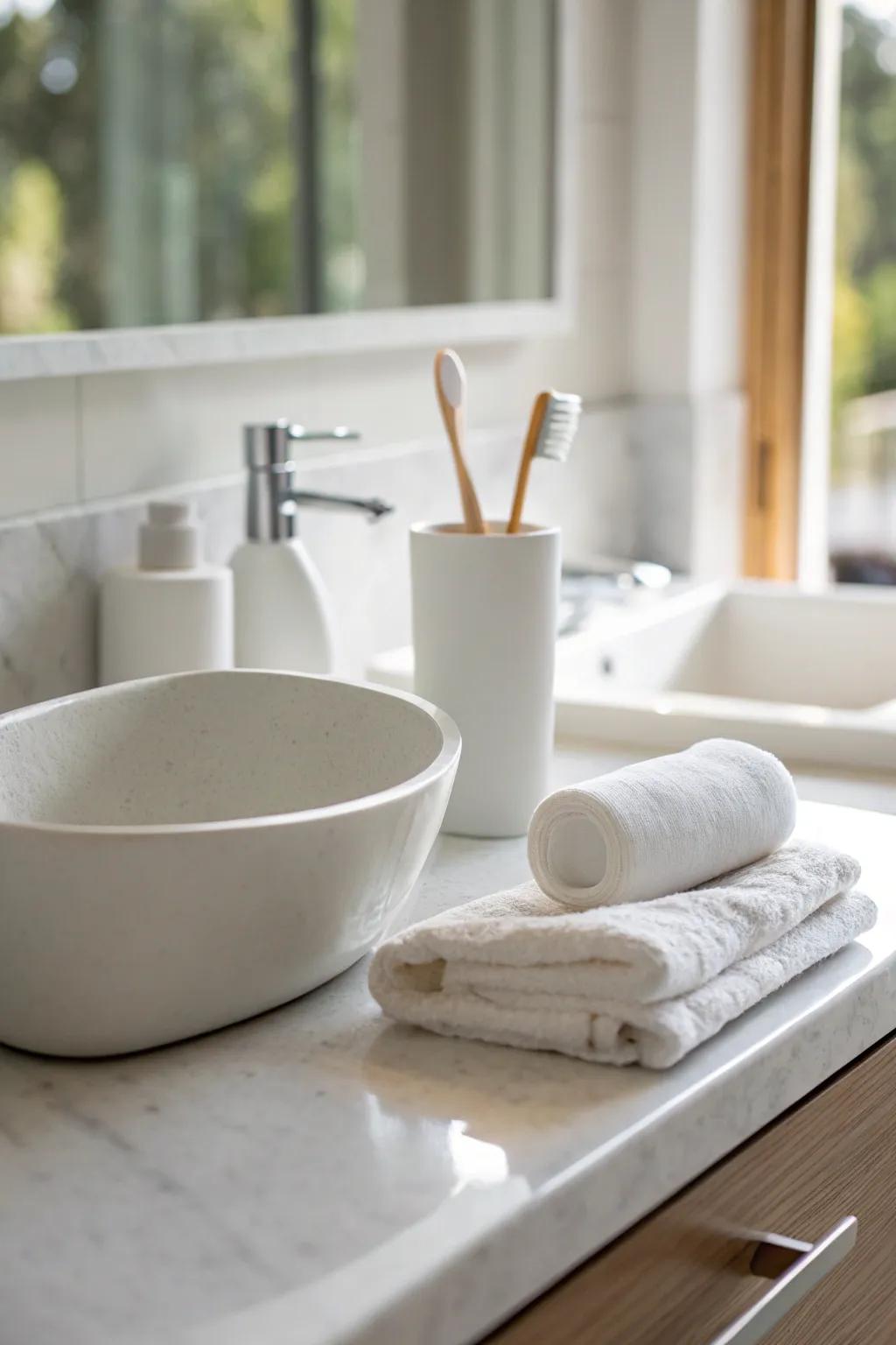 The ultimate in simplicity: a bathroom countertop with a minimalist vibe.