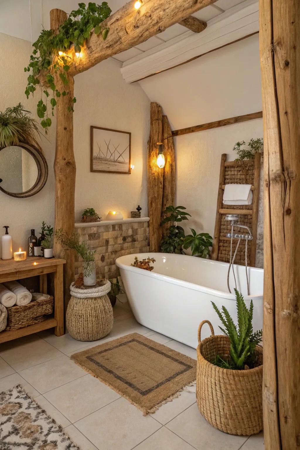 Celebrate earthy beauty with a wood surround that embraces your tub.