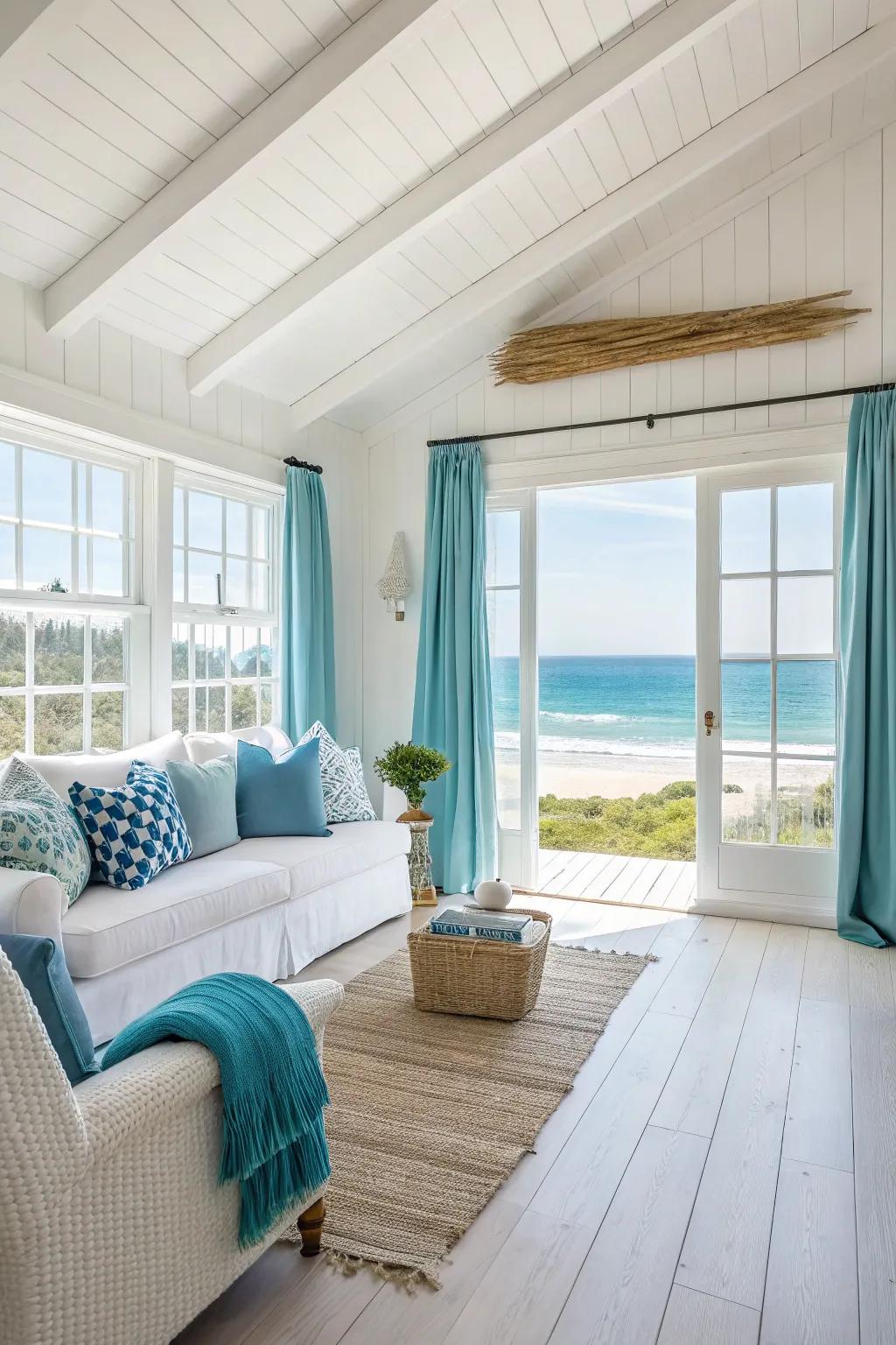A bright living space echoing the beach's serene vibe.