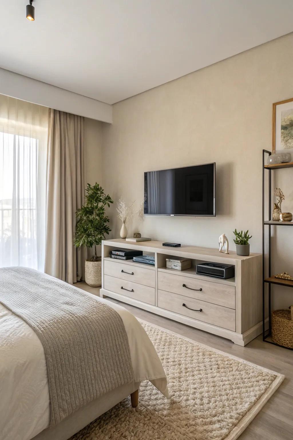 An understated media center brings peace to your area.