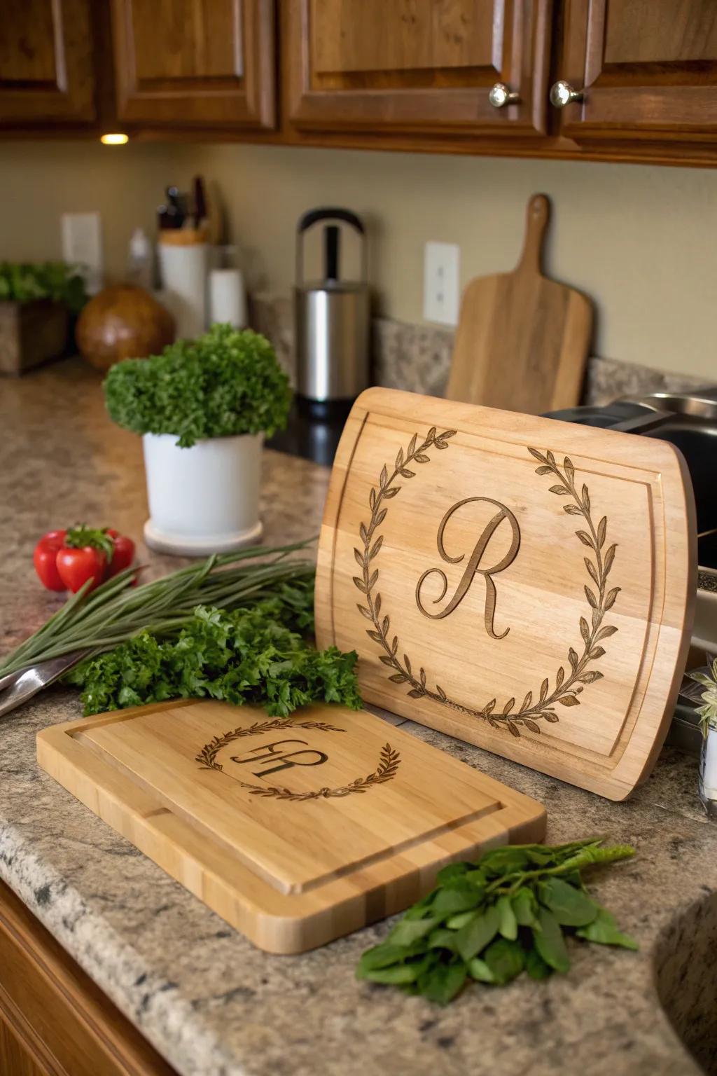 A personalized chopping board introduces a special element to any kitchen environment.