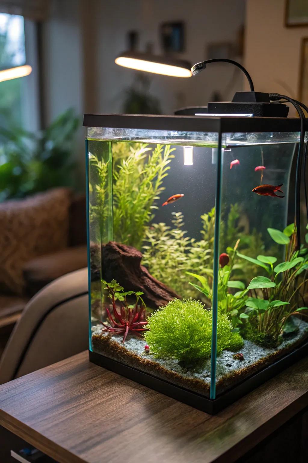 Craft a rich refuge utilizing live flora for your betta.