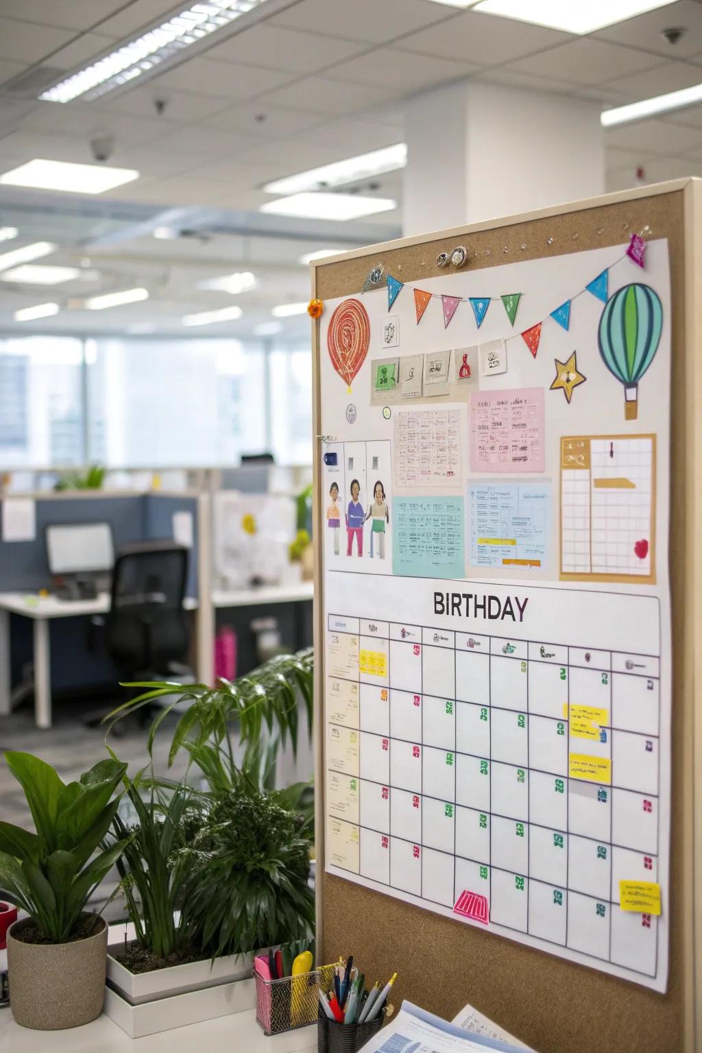 A colorful monthly calendar to keep track of birthdays.