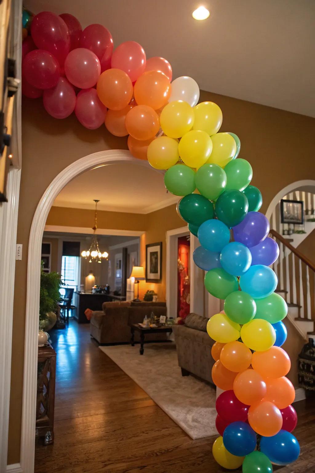 A vibrant balloon arch injects a burst of color and thrill into any birthday festivity.