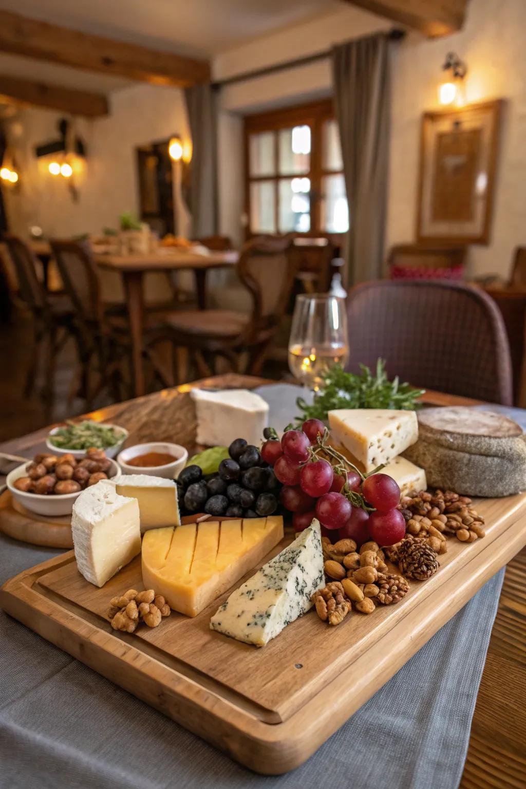 A delicious assortment of artisan cheeses perfect for any cheese lover.