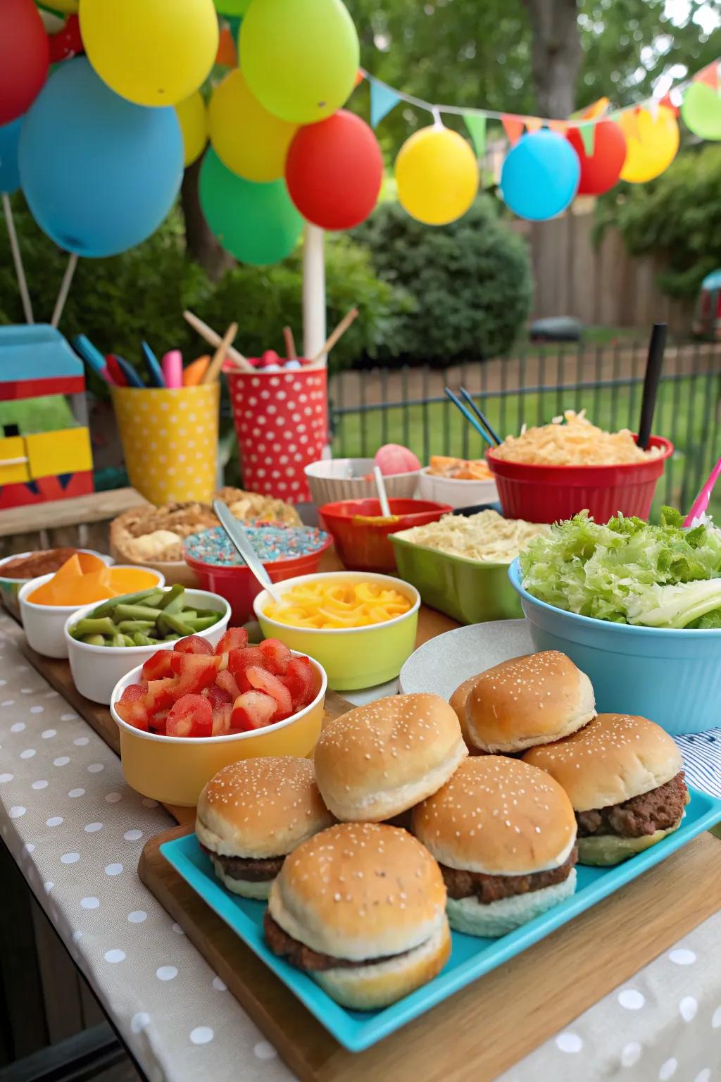 Guests will adore the chance to craft their personalized burgers at this lively station.