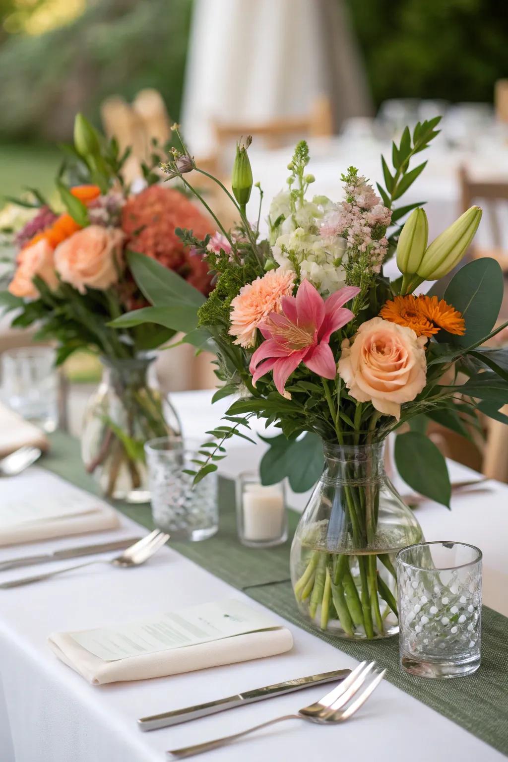 Refined floral arrangements contribute a dash of age-old allure to every festivity.