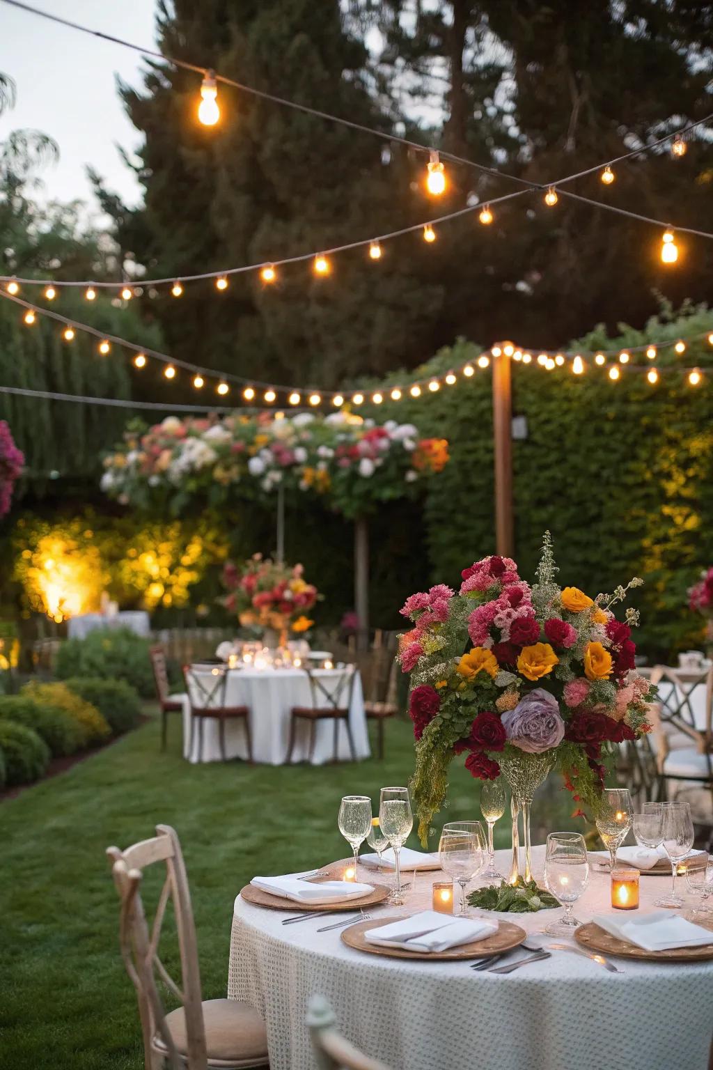 Design a dreamy garden escape for a birthday festivity.