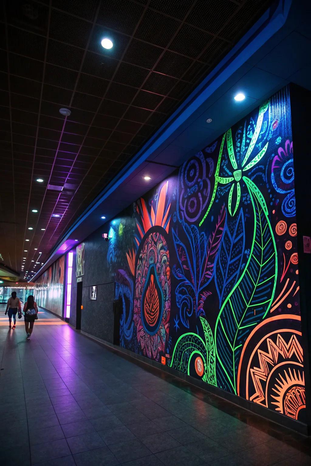 A bright, glowing mural can turn any space into an amazing visual delight.