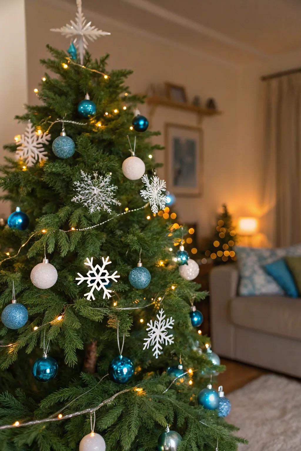 Classic blue and white elegance on a Christmas tree.