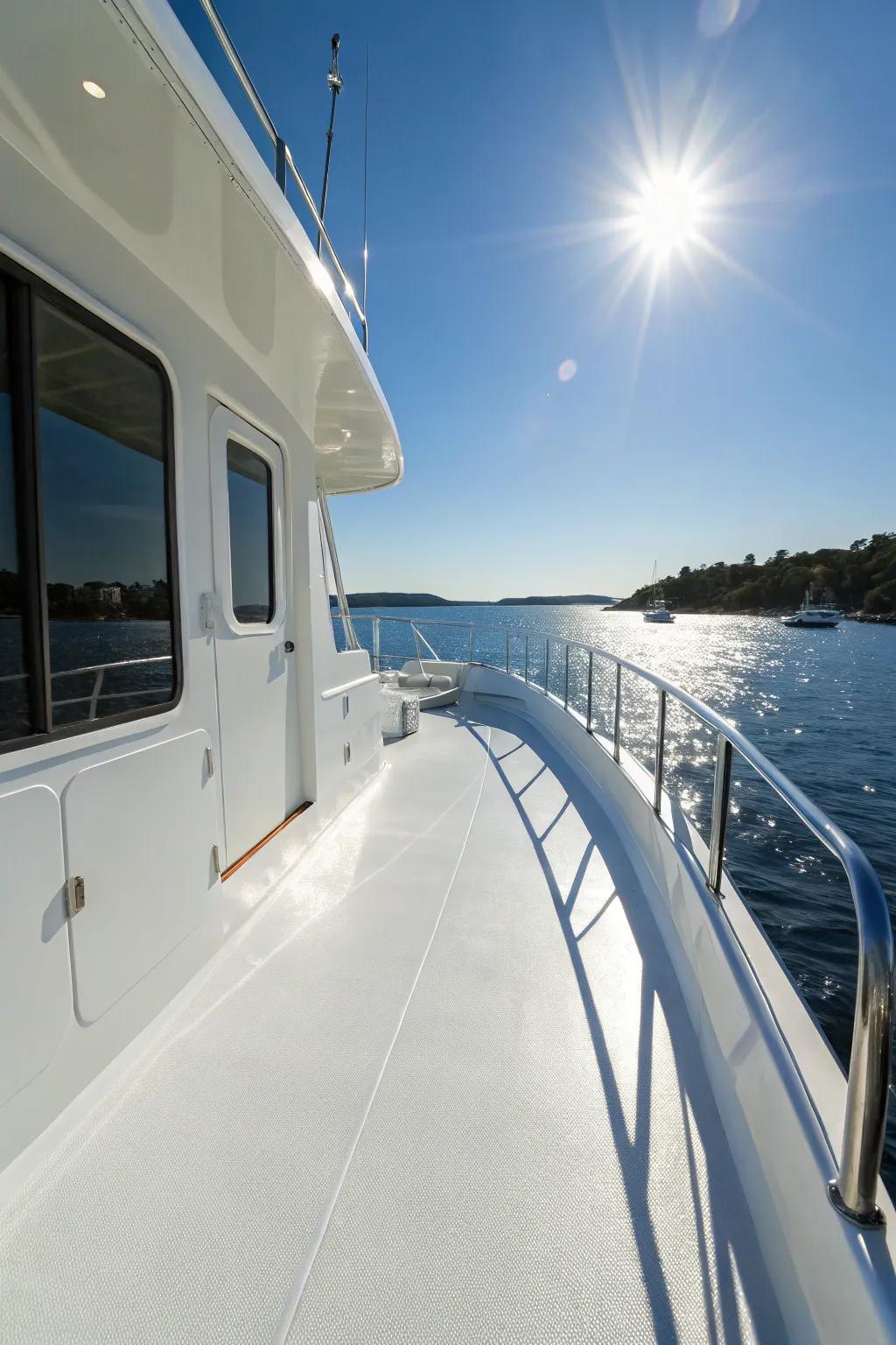 A deck in classic white radiates a sense of immaculate and enduring beauty.