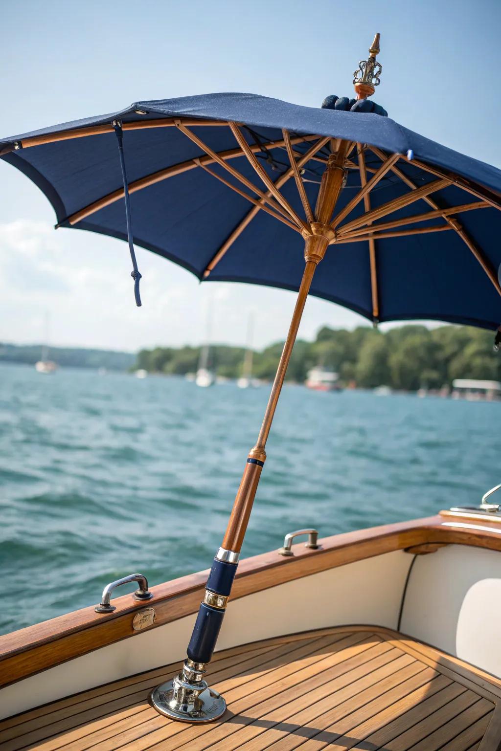 Shade on the move: Upgrade your boating trips with a patio umbrella, made for function and flare.