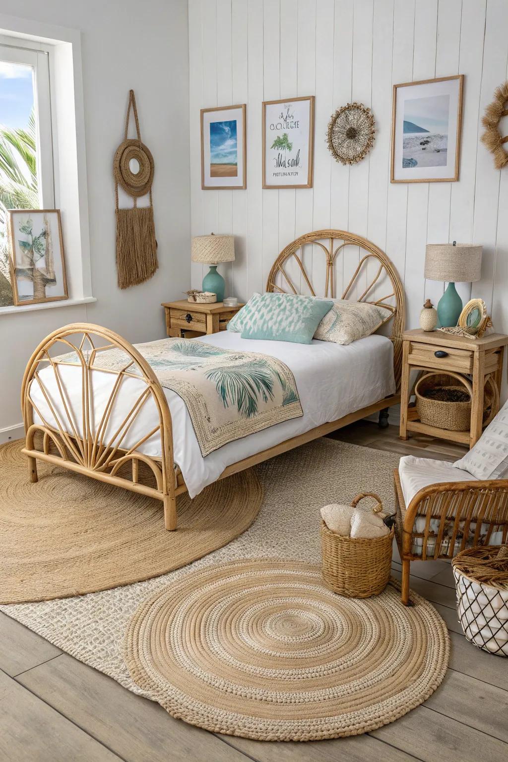 Organic elements such as cane and plant fiber give off a welcoming, cozy atmosphere.