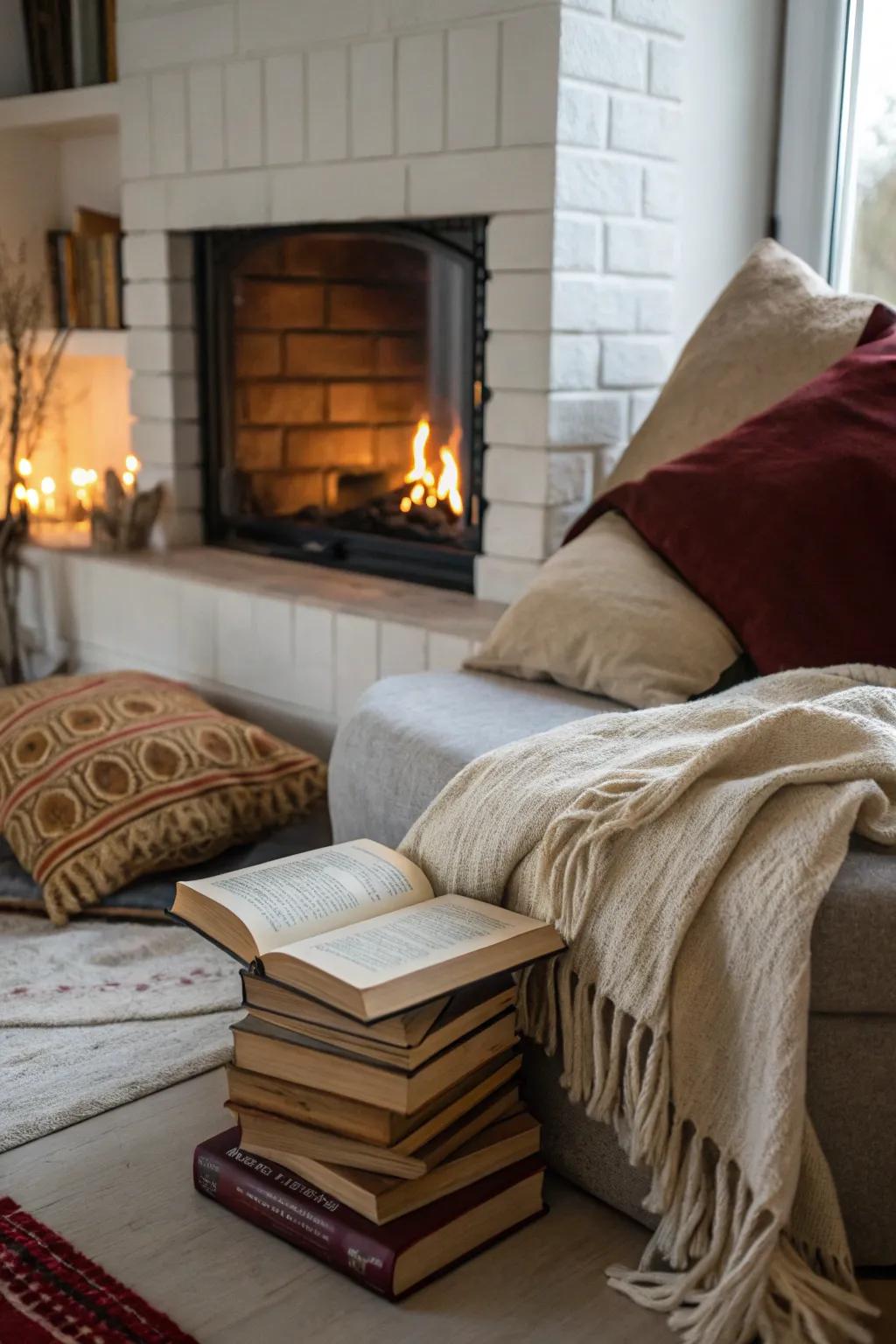 Design a welcoming space for guests to relax and delve into literature.