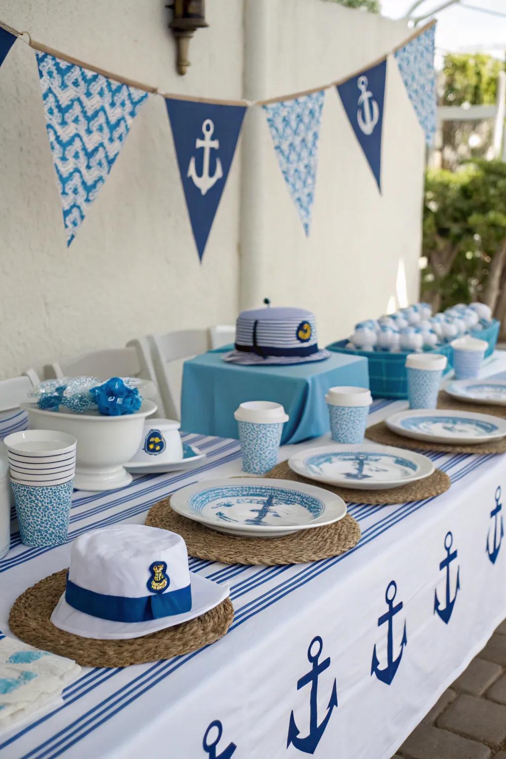 A nautical baby shower with charming maritime accents