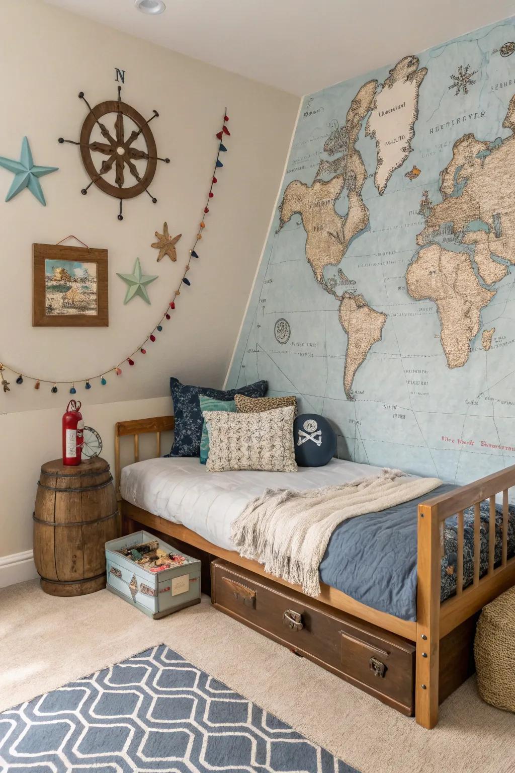Awaken budding explorers with an adventure-centered daybed configuration.
