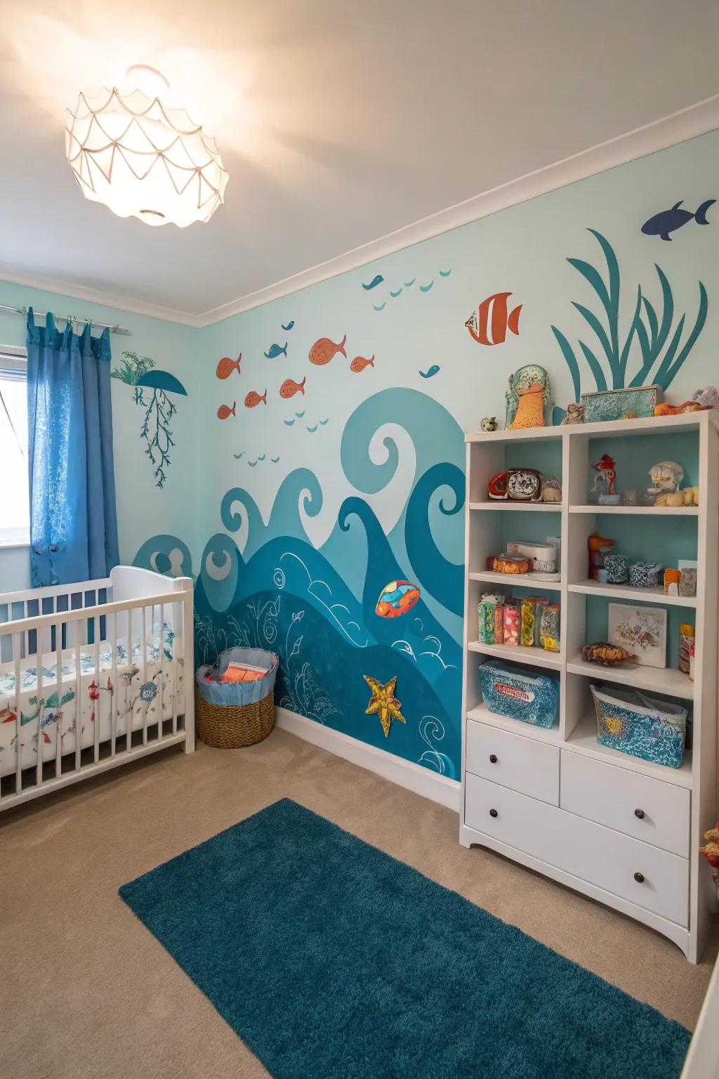 Dive into a calming nursery with an under the sea theme.