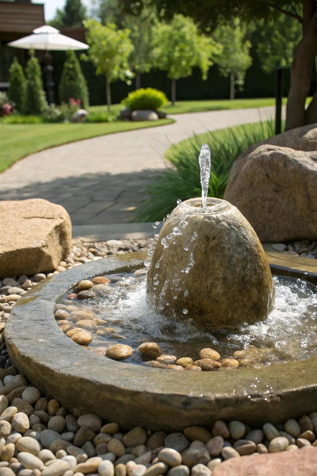 This natural stone fountain brings a sense of class and countryside appeal to any garden.
