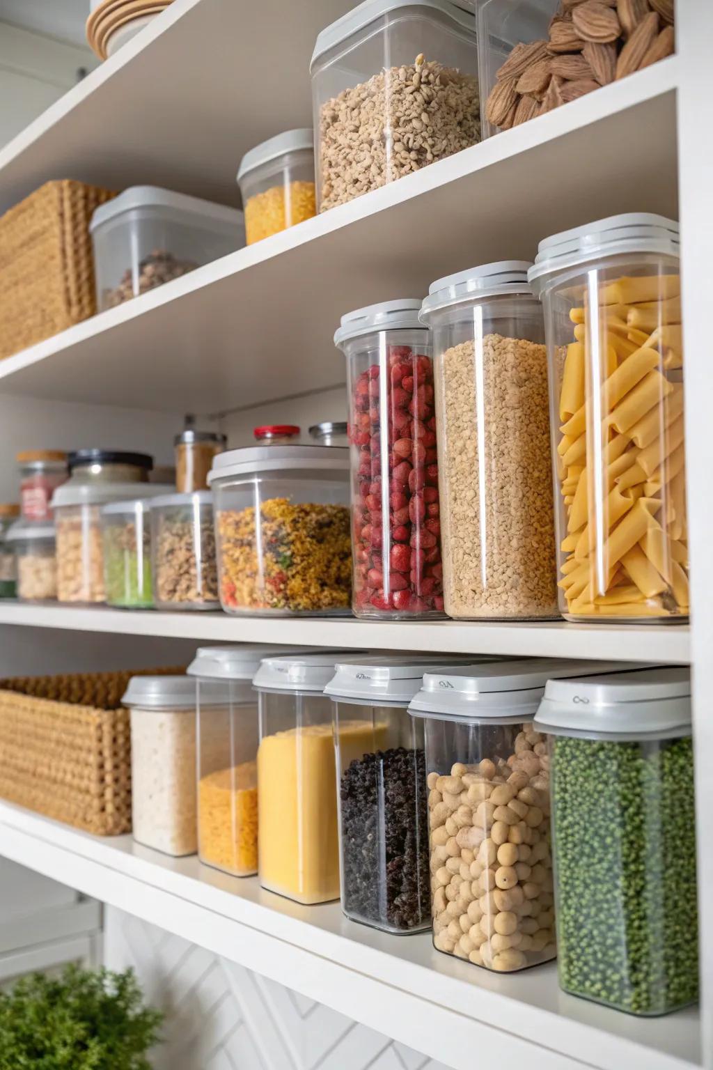 See-through containers let you easily see the foods stored.