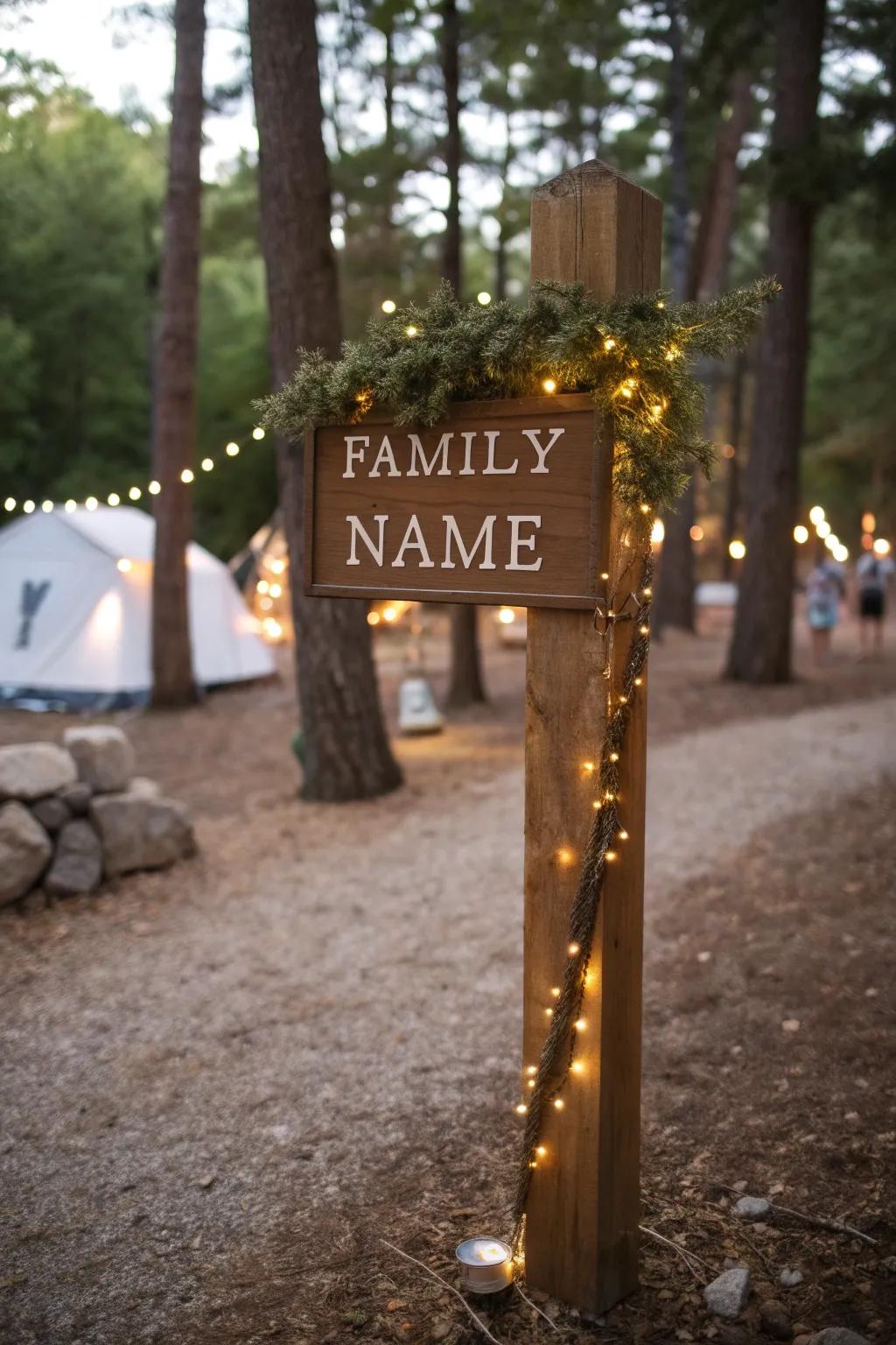 Extend a heartfelt welcome with a personal touch at your campsite.
