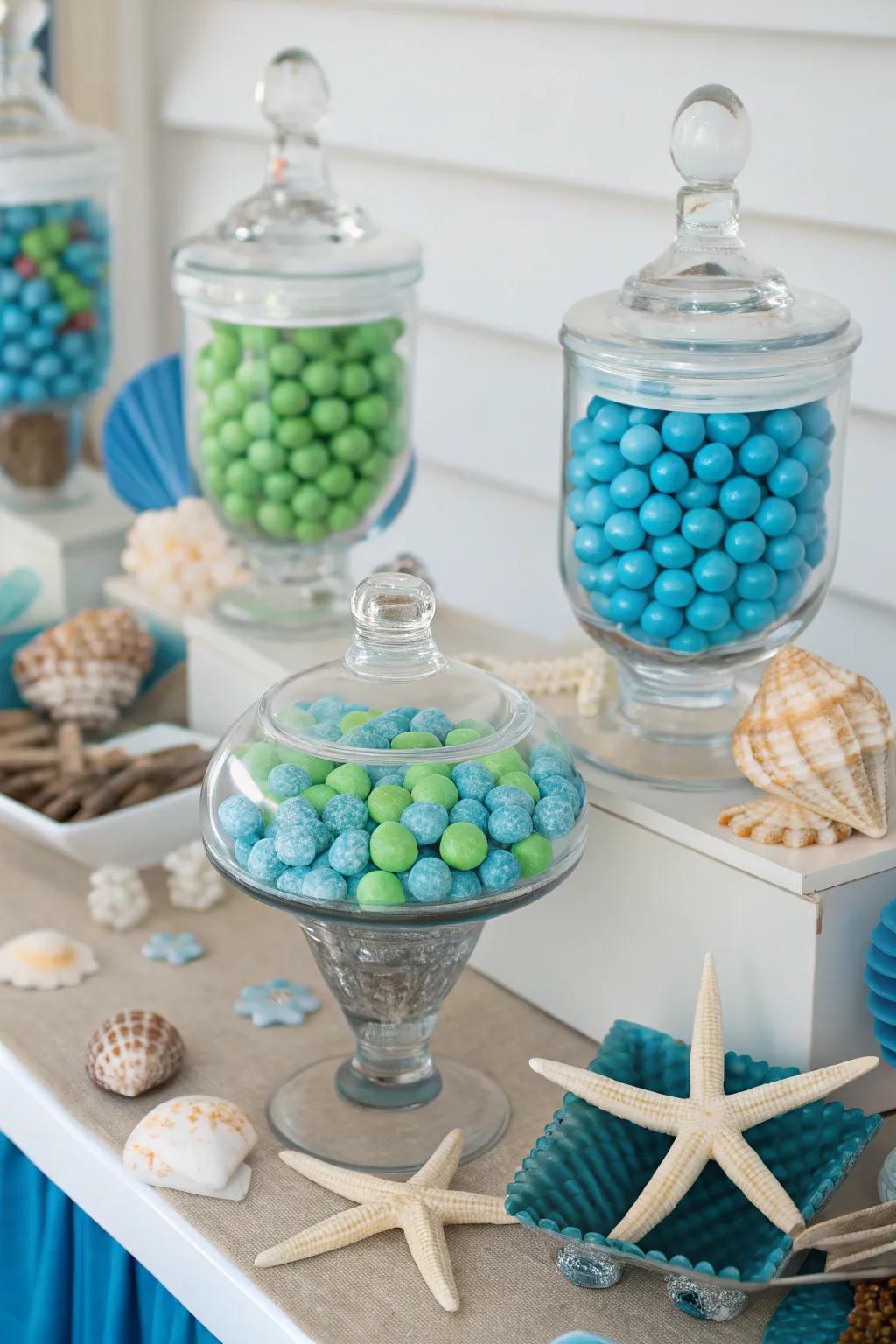 A beach-inspired candy arrangement that brings the calming essence of the shore to your gathering.