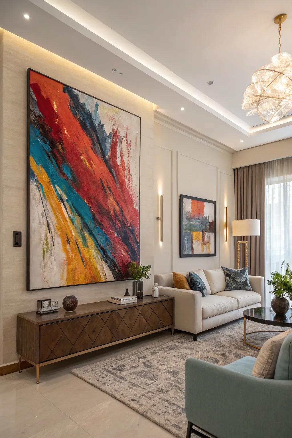 Dramatic abstract art infuses any space with vitality and character.