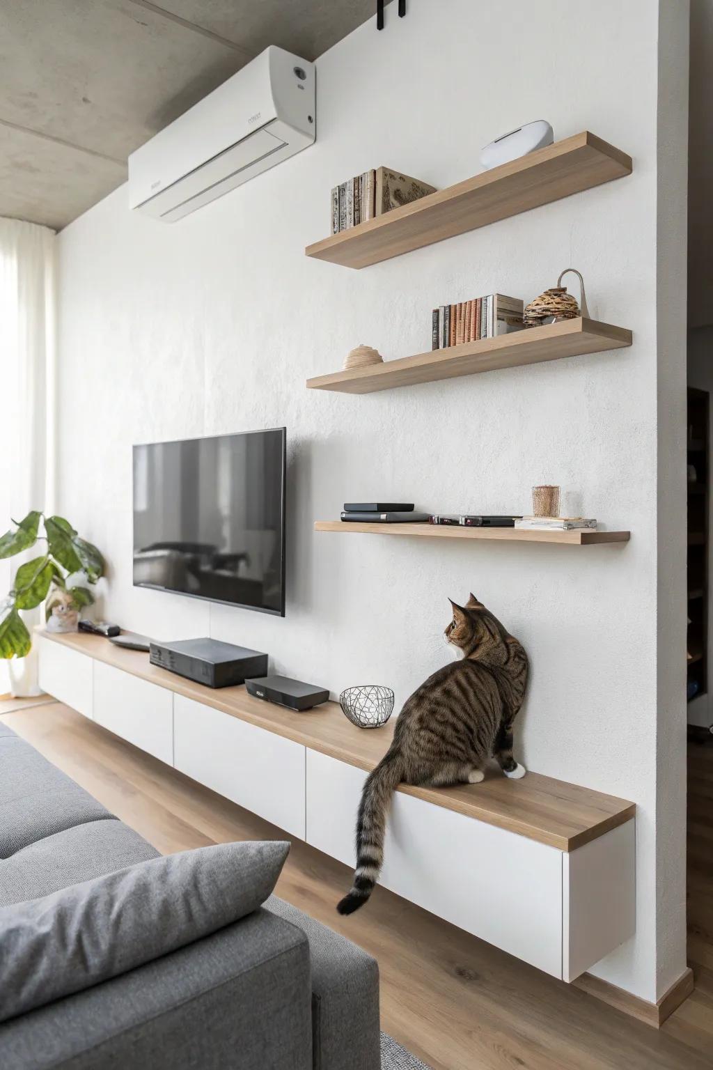 A transformation of vertical space into a feline sanctuary.