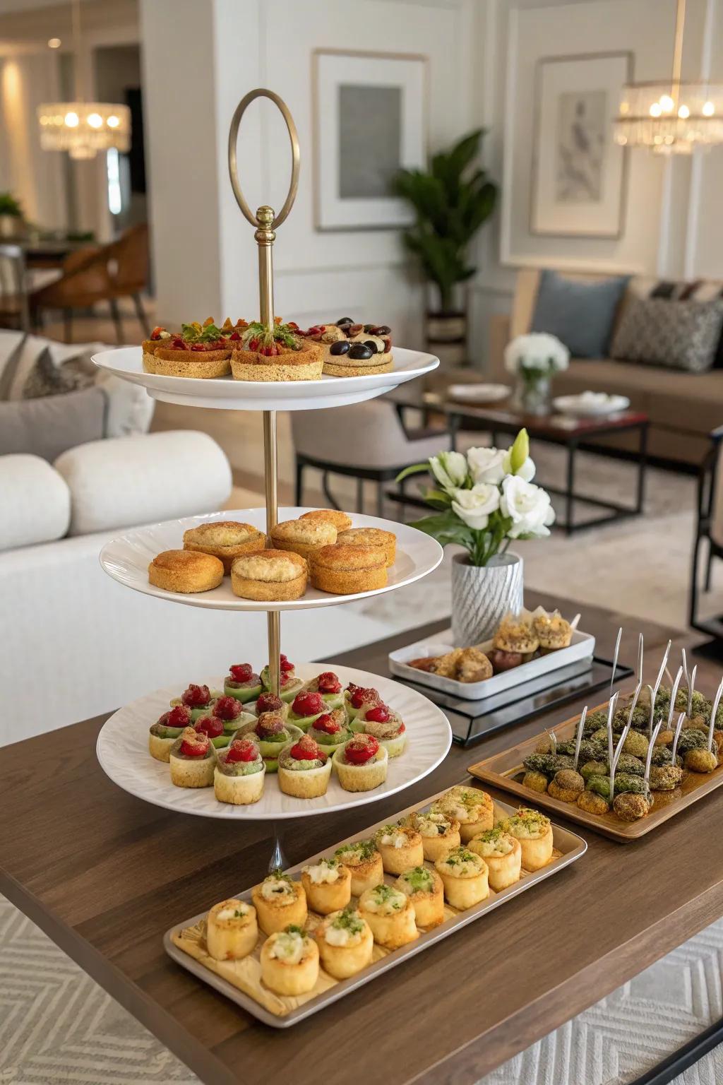Multi-tiered displays bring sophistication and dimension to any gastronomic presentation.