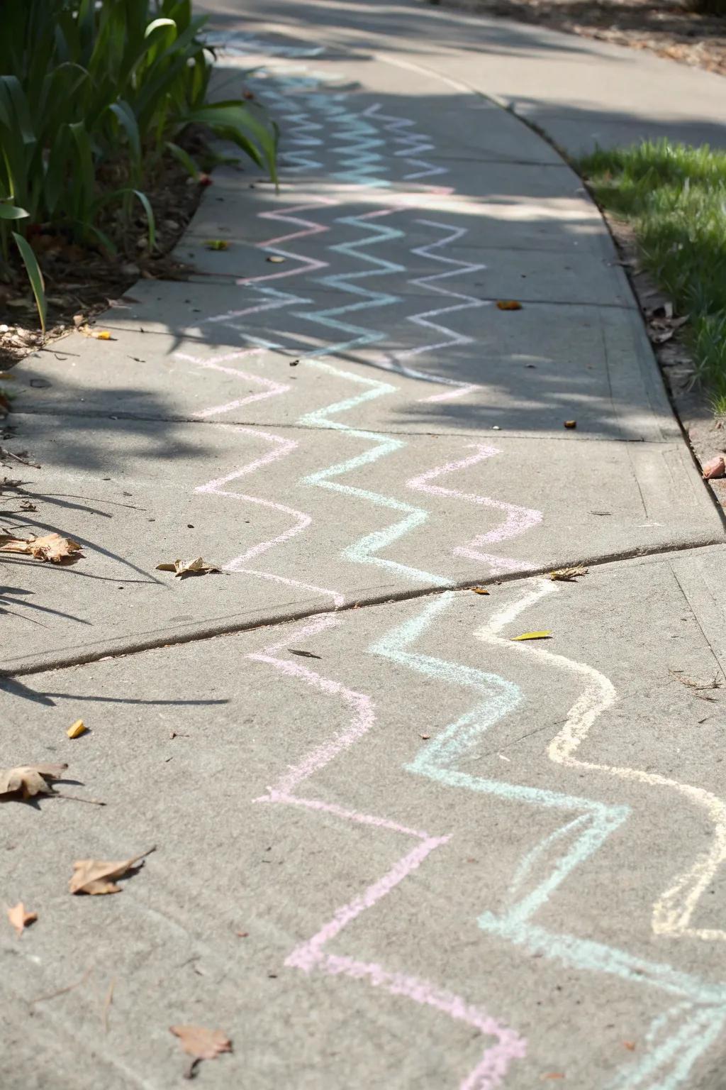 Relish the playfulness with an imaginative zig zag path. #ChalkArt #ScandiBoho
