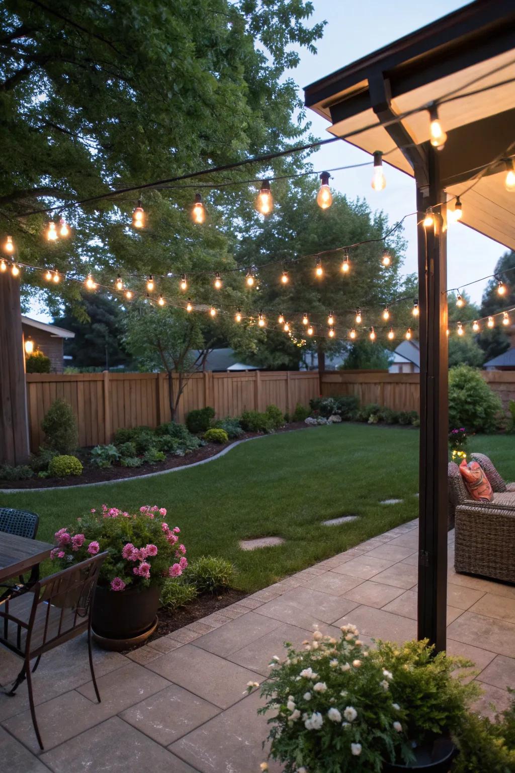 String lights create a captivating mood for your backyard.