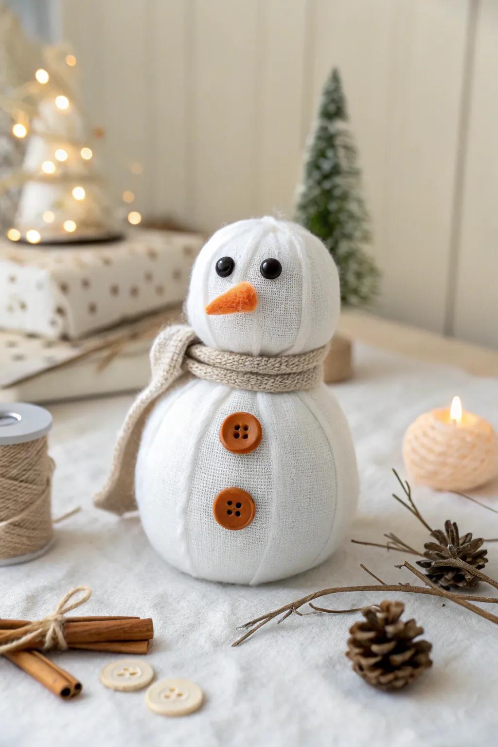 Savor the enchantment of wintertime with this captivating, handcrafted snowy friend &ndash; an immaculate fusion of simplicity and refinement for your seasonal embellishments.