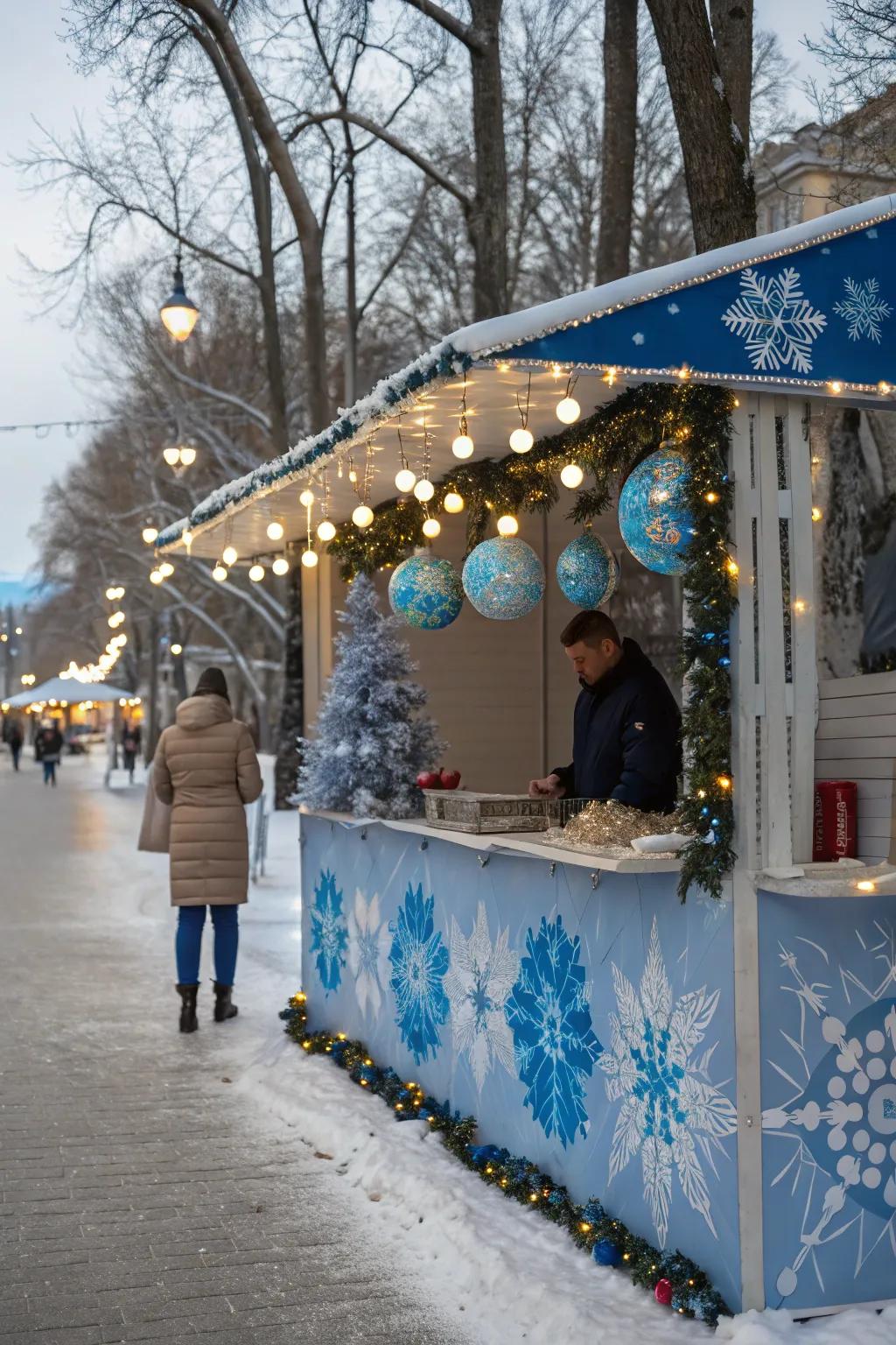 A serene icy scene themed stand captures the spirit of the season.
