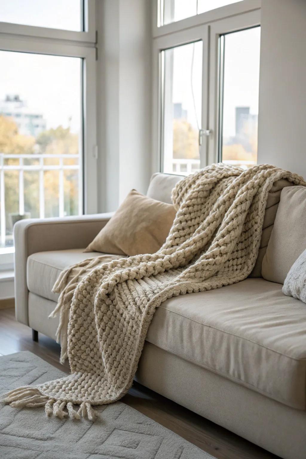 Neutral colors for an enduring plushy blanket.