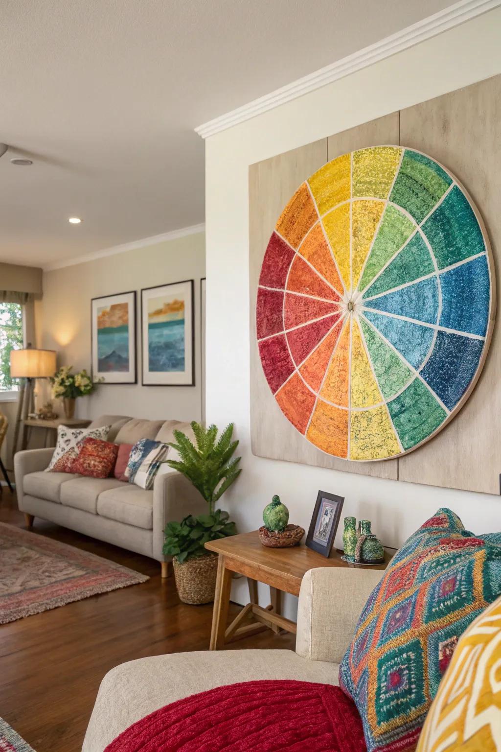 Infuse vibrancy with conceptual circular art.