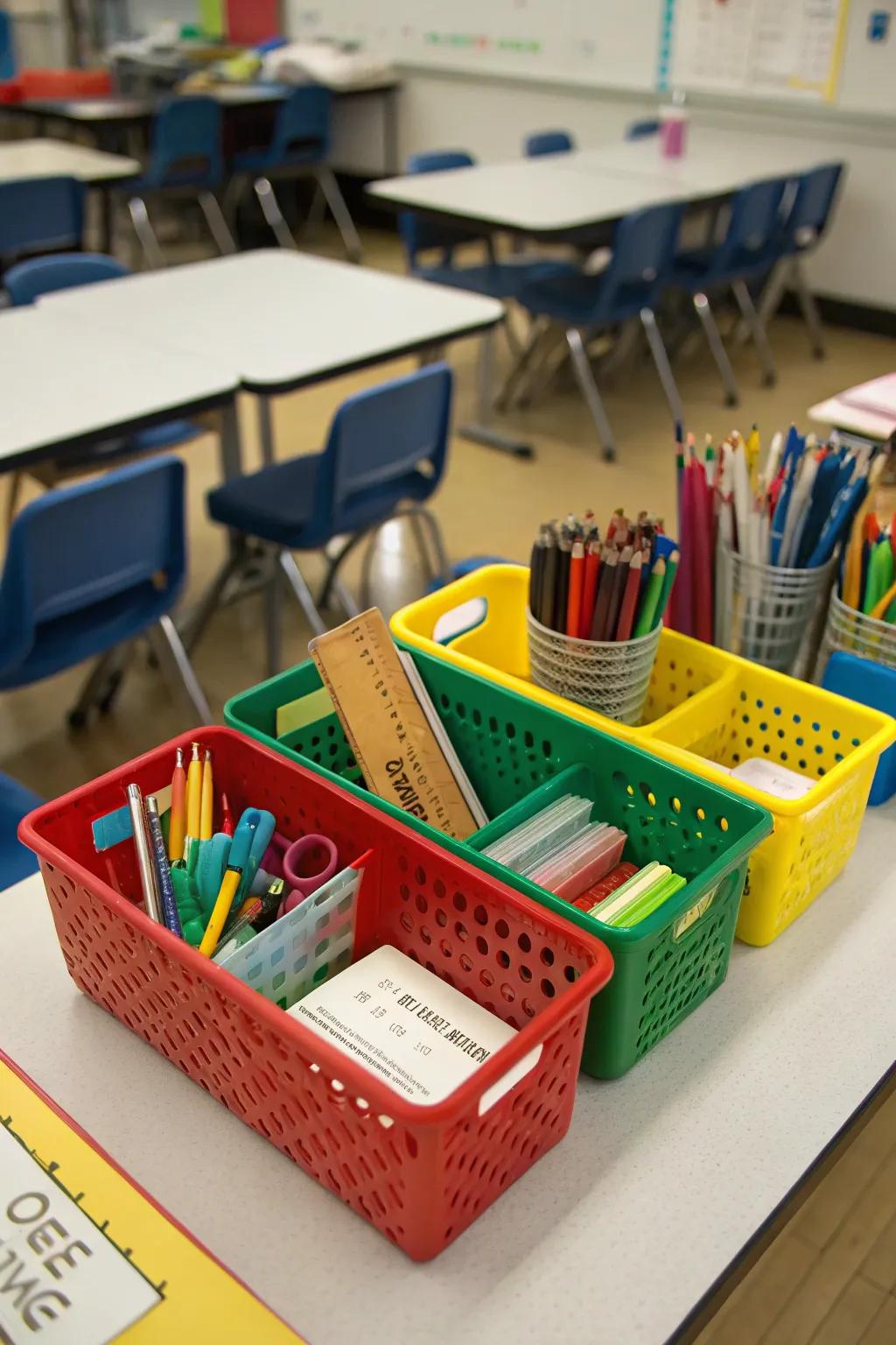 Bright color-themed organizers for simple arrangement